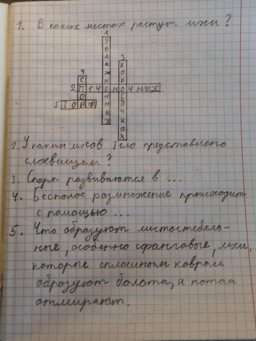 Кроссворд на тему мхи с вопросами​