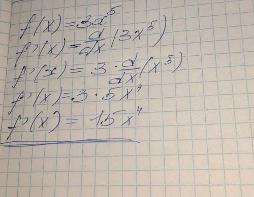 Знайдіть f '(x), якщо f(x)=3x^5