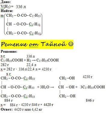 До іть❤ Триолеат піддали гідролізу водою. Яку масу жиру було взято, якщо на гідрування добутої кисло