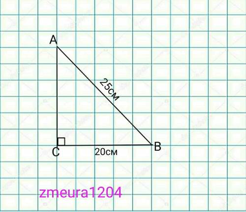В треугольнике АВС известно, что углС=90градусов, AB=25см, BC=20см. найти 1) СоsB 2)tgA​