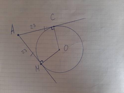 точка а лежить поза колом из точки А до Кола проведені дотичні до Кола AM і AC. точки M і C точки до