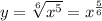 y = \sqrt[6]{ {x}^{5} } = {x}^{ \frac{5}{6} } \\