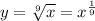 y = \sqrt[9]{x} = {x}^{ \frac{1}{9} }