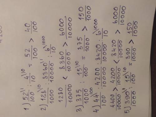7. Запишите деление в виде дроби и сравните дро- би с одинаковыми знаменателями:52 : 4128 : 8 360 :