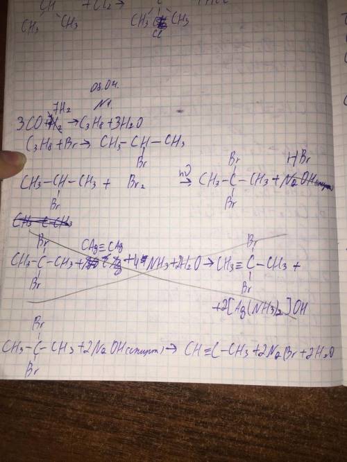 Задание 1. Осуществите ряд превращений 1. Синтез-газ → пропан → 2-бромпропан → 2,2-дибромпропан (+ N