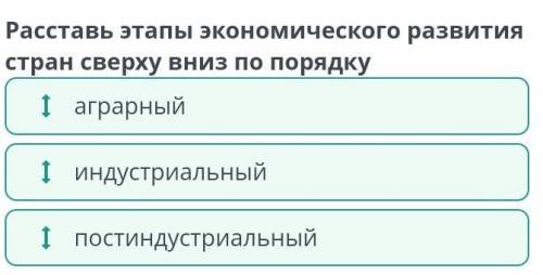 Расставь этапы экономического развития сверху вниз по порядку​