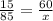 \frac{15}{85} = \frac{60}{x}