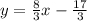 y = \frac{8}{3} x - \frac{17}{3} \\