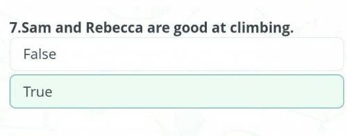 7.Sam and Rebecca are good at climbing.TrueFalseHaza​