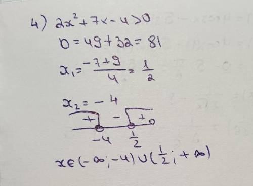 мне нвжен ответ 1. х2-х-7≥ 0 2. - х2-х-1≤0 3. 6х2-11х-30≤0 4. 2х2+7х-4>0