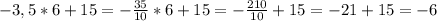 -3,5*6+15=-\frac{35}{10}*6+15 =-\frac{210}{10}+15 =-21+15=-6