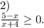 2)\\\frac{5-x}{x+4} \geq 0.