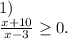 1)\\\frac{x+10}{x-3}\geq 0.\\