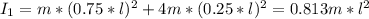 I_{1} =m*(0.75*l)^{2}+4m*(0.25*l)^{2}=0.813m*l^{2}