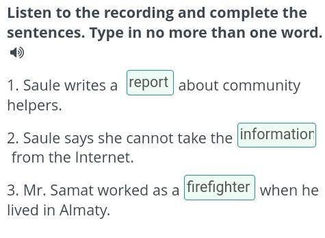 Listen to the recording and put the statements in the order they appear in the recoding. Saule tells