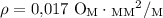 \rho=0{,}017\ \textup O\hspace{-0.2mm}_{\textup M}\cdot {_{\textup M}\hspace{-0.2mm} _{\textup M}}^2/ _{\textup M}