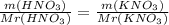 \frac{m(HNO_{3})}{Mr(HNO_{3})} =\frac{m(KNO_{3} )}{Mr(KNO_{3} )}