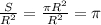 \frac{S}{R^{2} } = \frac{\pi R^{2} }{R^{2} } =\pi