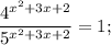 \dfrac{4^{x^{2}+3x+2}}{5^{x^{2}+3x+2}}=1;