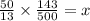 \frac{50}{13} \times \frac{143}{500} = x