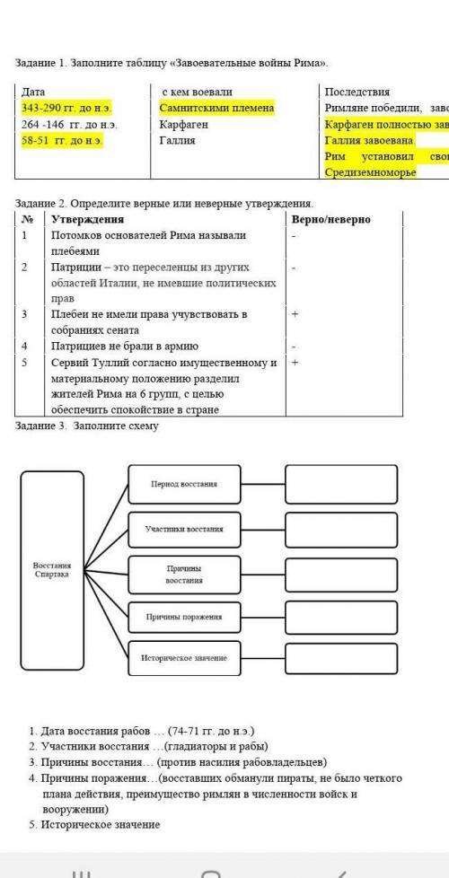 Заполните таблицу Завоевательные войны рима​