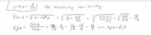 Обчислити sina i tgа, якщо cosa=5/13.​