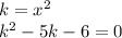 k=x^2 \\ k^2-5k-6=0