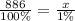 \frac{886}{100\%} = \frac{x}{1\%}