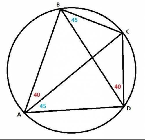 Четырёх угольник ABCD ВПИСАН В ОКРУЖНОСТЬ УГЛ A45 найти C​