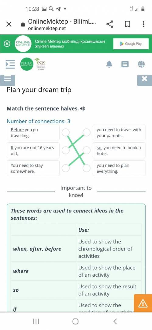 весь урок по онлайн мектеп тема:Plan you dream trip​