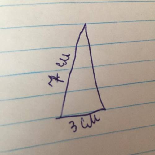 Построй прямоугольный треугольник со сторонами 3 см и 7 см, прилегающима к прямому углу. Измерь два