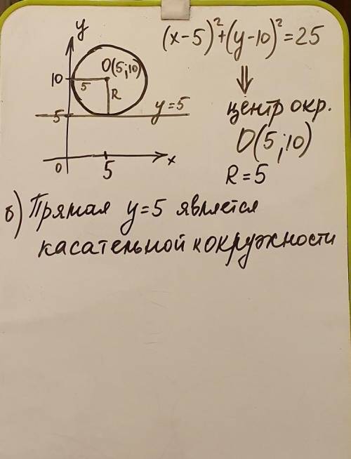 3. а) Изобразите окружность, соответствующей уравнению: b) Определите взаимное расположение прямой y