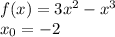 f(x) = 3 {x}^{2} - {x}^{3} \\ x_0 = - 2