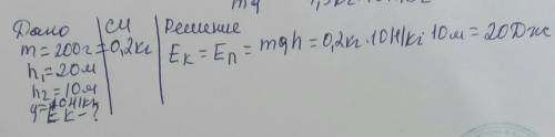 DUS изначити ККД установки.7. ( ) М'ячик, маса якого 200 г, вільно падає з висоти20 м. Яка його кіне
