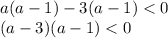 a(a - 1) - 3(a - 1) < 0 \\ (a - 3)(a - 1) < 0