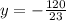 y = - \frac{120}{23}