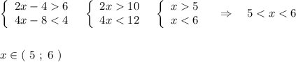 \left\{\begin{array}{l}2x-46\\4x-810\\4x5\\x