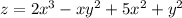 z = 2 {x}^{3} - x {y}^{2} + 5 {x}^{2} + {y}^{2}