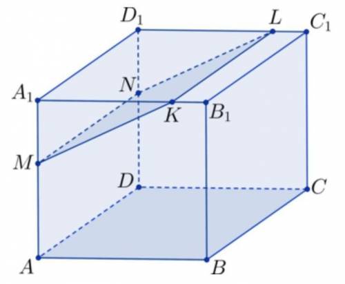 ПЛАНОМЕТРИЯ.. В кубе ABCDA1B1C1D1: точки M, N, L, K лежат соответственно на ребрах AA1, DD1, D1C1 и