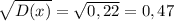 \sqrt{D(x)} = \sqrt{0,22} = 0,47