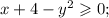 x+4-y^{2} \geqslant 0;