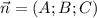 \vec{n}=(A;B;C)