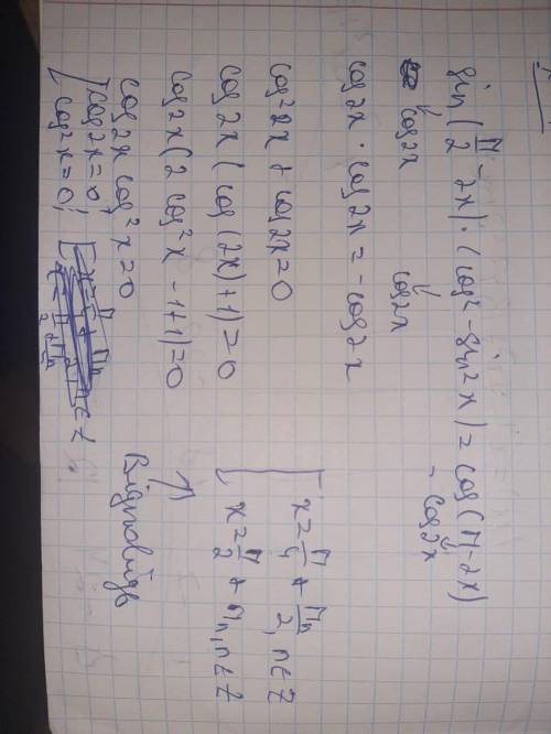 А)sin (п/2-2x)(cos^2 x-sin^2 x)=cos(п-2x) Б)[0;п/2]