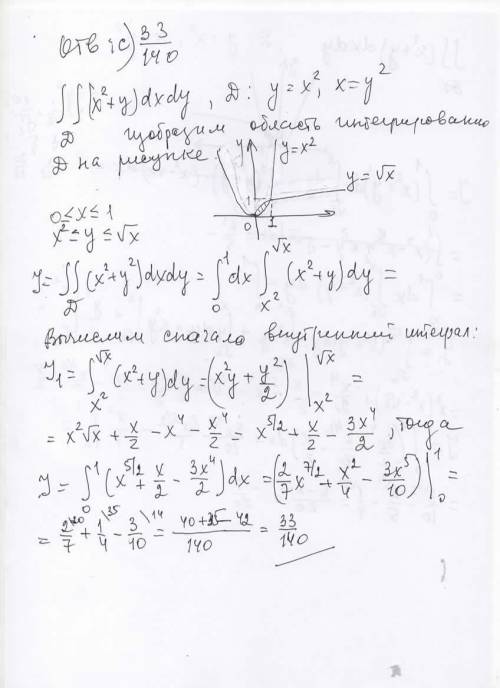 Вычислить двойной интеграл