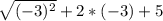 \sqrt{(-3)^{2} } +2*(-3)+5