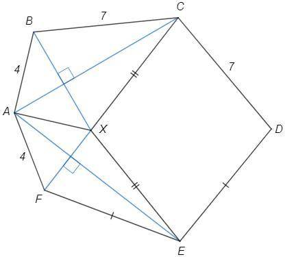 ОЧЕНЬ , НУЖЕН ТОЛЬКО ОТВЕТ! Дан выпуклый шестиугольник ABCDEF, в котором AB=AF=4, BC=CD=7, DE=EF. Пр