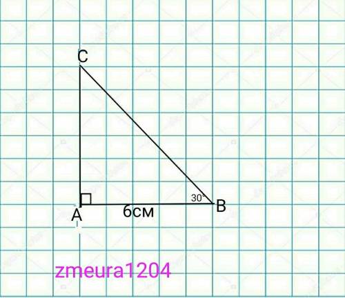 У трикутнику ABC:кут А=90°кут В=30°АВ=6 смЗнайдіть інші сторони трикутника.​