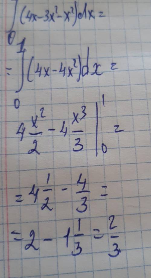 вычислить площадь фигуры ограниченной линиями: y=x², y=4x-3x² с рисунком