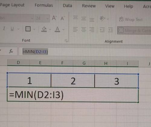 .Введите в Excel формулу = min (1,2,3). Нажмите клавишу ввода, и вы получите результат .​