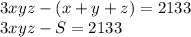 3xyz-(x+y+z)=2133\\3xyz-S=2133